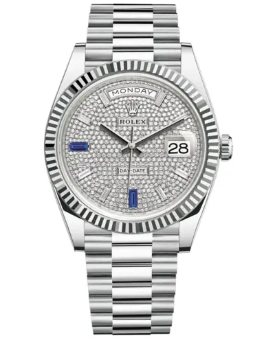 Rolex Day-Date 40 'Platinum Diamond Paved Dial Sapphires' Model M228236-0009 (arb12295)