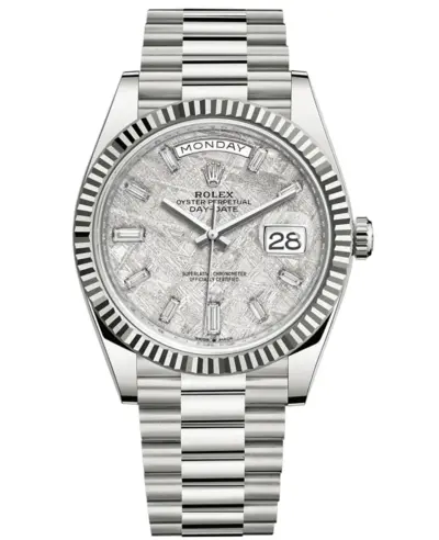 Rolex Day-Date 40 - Model M228239-0055: Authentic Men's White Gold Meteorite Diamond Dial Watch (arb12306)