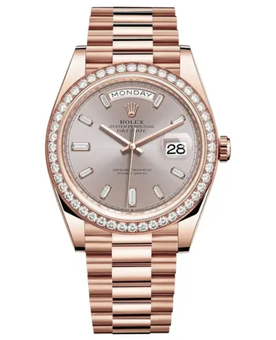 Rolex Day-Date 40 18k Everose Gold Sundust Diamond Dial Watch Model M228345RBR-0007 (arb12309)