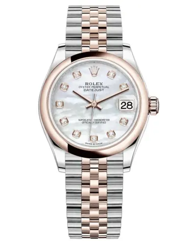 Rolex Datejust M278241-0026: 31mm Steel and Everose Gold Case Mother-of-Pearl Diamond Dial Luxury Watch (arb12345)
