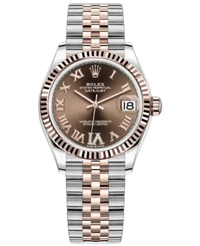 Rolex Datejust 31 Chocolate Pave Roman Dial Women's Watch Model M278271-0004 (arb18142)