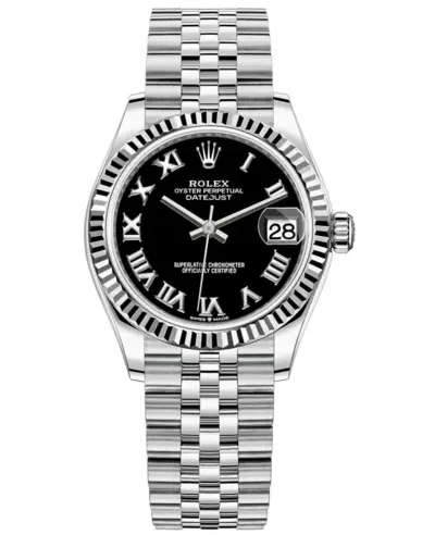 Rolex Datejust m278274-0002 Women's Stainless Steel and White Gold Black Roman Dial Luxury Watch (black, arb12372)