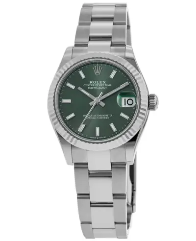 Authentic Rolex Datejust 31mm, Stainless Steel and White Gold Case, Mint Green Dial Women's Watch Model M278274-0017 (green, arb12378)