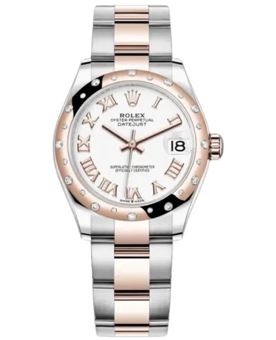 Rolex Datejust 31 Stainless Steel and Rose Gold Silver Diamond Dial Domed Bezel Watch Ref M278341RBR-0015 (arb21518)
