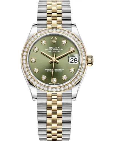 Rolex Datejust 31 M278383RBR-0030 Yellow Gold, Olive Green Diamond Dial, Diamond Bezel Women's Watch (green, arb12428)