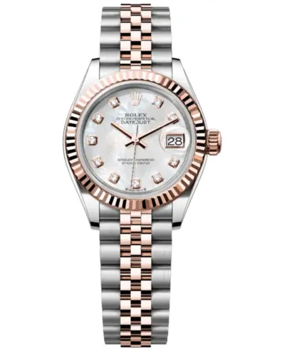 Rolex Lady-Datejust 28 Model M279171-0013 in Steel and Everose Gold, Mother of Pearl Diamond Dial (arb12438)
