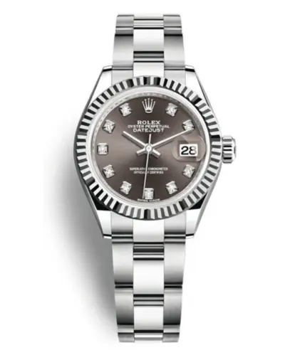 Rolex Lady-Datejust 28 Dark Grey Diamond Dial Women's Watch Model M279174-0016 (arb12444)