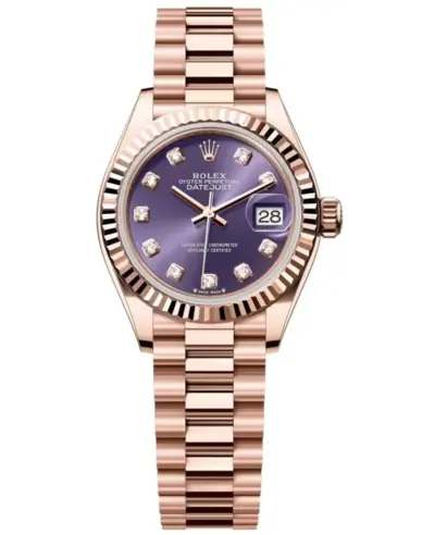 Rolex Lady-Datejust 28 Everose Gold Automatic Diamond Purple Dial Women's Watch Model M279175-0019 (violet, arb25047)