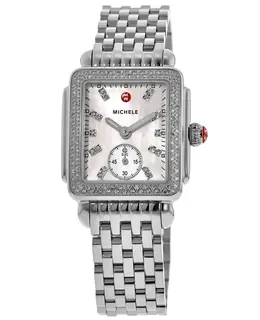 Michele Deco Mid Diamonds Stainless Steel Women's Watch - Model [mww06v000122]