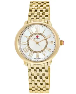 Michele Serein Mid 18k Gold-Plated Diamond Dial Women's Watch mww21b000160