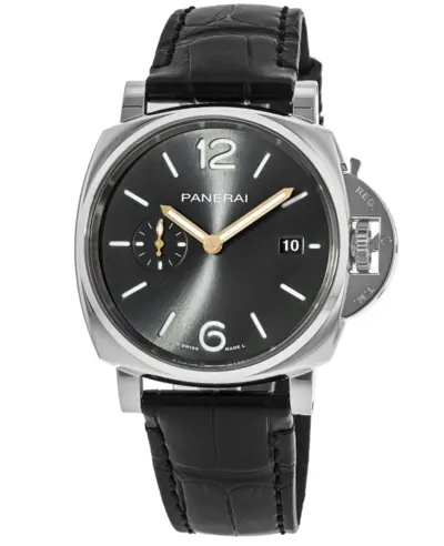 Panerai Luminor Due Grey Dial Men's Watch PAM01250 Black Alligator Leather Strap (arb12546)