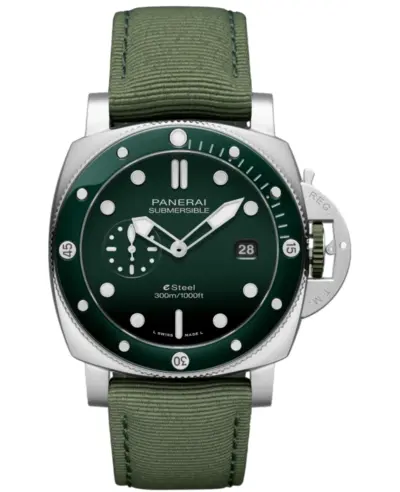 Panerai Submersible QuarantaQuattro Mechanical Green Dial Fabric Strap Men's Watch Model PAM01287 (green, arb16681)