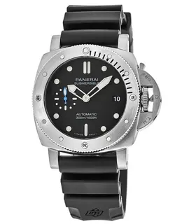 Panerai Submersible 42MM Automatic Steel Rubber Strap Men's Watch pam00973