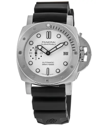 Panerai Submersible PAM02223 Bianco White Full Lume Dial Rubber Strap Men's Watch (white, arb12593)