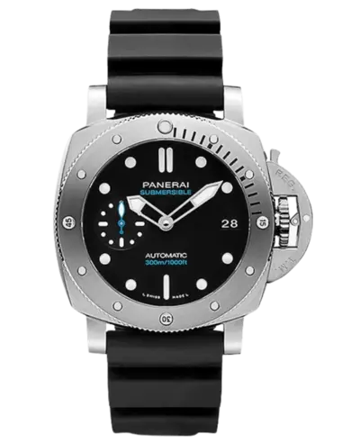 Panerai Submersible Black Dial Rubber Strap Men's Watch PAM02973 (black, arb12599)