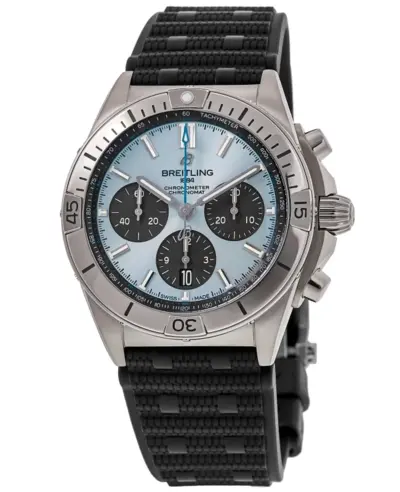 Men's Watch Chronomat B01 42 Ice Blue Dial with Platinum Black Rubber Strap | Model PB0134101C1S2 Breitling (blue, arb12602)