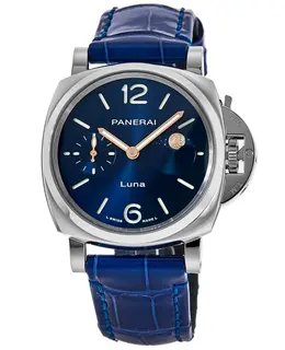 Brand New Authentic Panerai Luminor Due Luna Blue Dial Leather Strap Men's Watch PAM01179