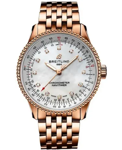 Breitling Navitimer Automatic 35 Mother of Pearl Dial Diamond Rose Gold Women's Watch - Model R17395211A1R1 (arb12666)