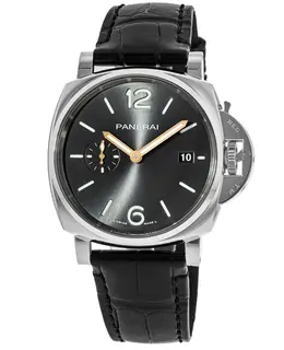 Panerai Luminor Due 42mm Grey Dial Leather Strap Men's Watch pam01250