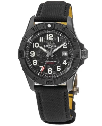 Men's Breitling Avenger Automatic 42 Night Mission s17328101b1x1 Black Dial Ceramic Leather Strap Sports Watch (black, arb12698)