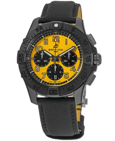 Avenger B01 Chronograph 44 Night Mission Automatic Yellow Dial Black Leather Strap Men's Watch [sb0147101i1x2] Breitling (yellow, arb12704)