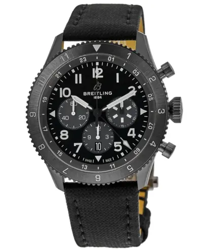 SB04451A1B1X1 Breitling Super Avi B04 Chronograph GMT 46 Mosquito Night Fighter Automatic Black Dial Fabric Strap Men's Watch (black, arb12706)