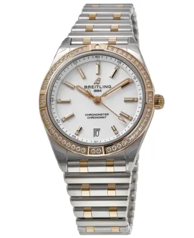 Women's Breitling Chronomat Automatic U10380591A2U1 - Rose Gold, Mother of Pearl Dial with Diamond Bezel (arb12728)