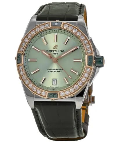 Women's Breitling Super Chronomat Model U17356531L1P1 - Green Dial, Diamond Bezel (green, arb12738)