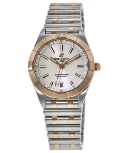 Breitling Chronomat Quartz 32 White Diamond Dial Rose Gold & Steel Women's Watch Model U77310101A1U1 (white, arb12746)