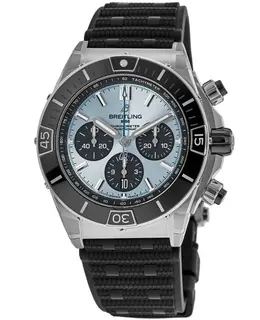 Breitling Super Chronomat B01 44 Chronograph Ice Blue Dial Rubber Strap Men's Watch pb0136251c1s1