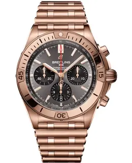 Breitling Chronomat B01 42 Chronograph Grey Dial 18kt Rose Gold Men's Watch rb0134101b1r1