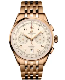 Breitling Premier B01 Chronograph 42 Cream Dial 18k Rose Gold Men's Watch, Model: RB0145371G1R1