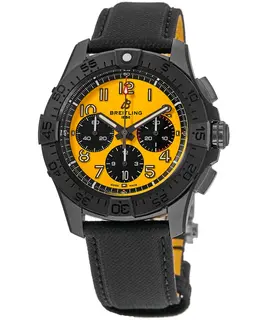 Breitling Avenger B01 Chronograph 44 Night Mission Automatic Yellow Dial Leather Strap Men's Watch sb0147101i1x2