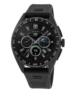 Authentic Tag Heuer Connected Calibre E4, Model SBR8A80.BT6261 - Men's Watch 45mm Black Dial Rubber Strap