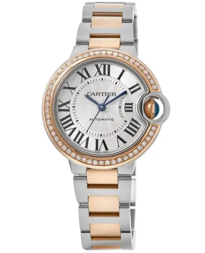 Brand New Authentic Cartier Ballon Bleu W2BB0032-CD Women's Watch Automatic Rose Gold & Steel Case with Custom Diamond Bezel (arb12898)