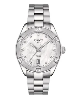 Tissot PR 100 Sport Chic White Mother of Pearl Dial Diamond Steel Women's Watch t101.910.11.116.00