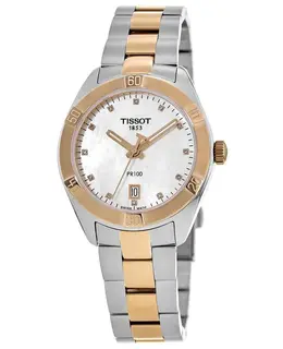 Tissot PR 100 Mother of Pearl Diamond Dial Two Tone Stainless Steel Women's Watch t101.910.22.116.00