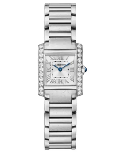 Authentic Cartier W4TA0020 Tank Francaise Small Quartz - Diamond Set & Silver Dial Women's Watch (arb12942)
