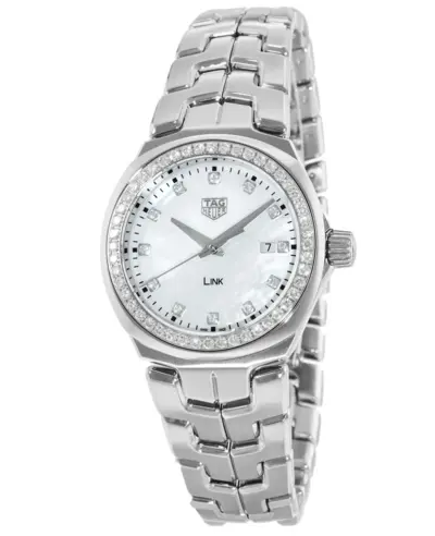 Tag Heuer Link Quartz WBC1316.BA0600 32mm Mother-of-Pearl Dial Diamond Bezel Steel Women's Watch (arb12970)