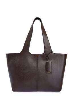 Santoni Кожаная сумка-тоут с тисненым логотипом и брелоком в тон 265120