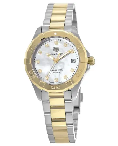 Tag Heuer Aquaracer Lady WBD1322BB0320 - Women's Watch Yellow Gold Plated Steel Diamond Dial WBD1322.BB0320 (arb12977)