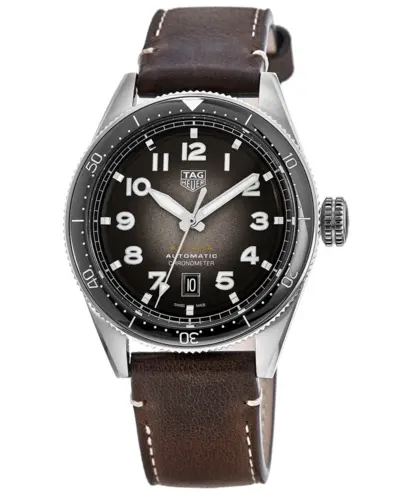 wbe5114.fc8266 Tag Heuer Autavia Calibre 5 Chronometer Automatic Smoky Black Dial Brown Leather Strap Men's Watch (black, arb12983)