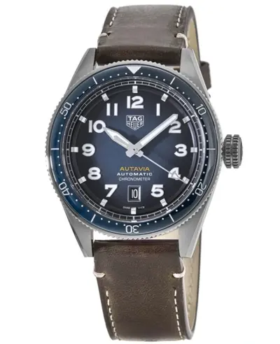 Tag Heuer Autavia Calibre 5 Chronometer Automatic Men's Watch WBE5116.FC8266 Blue Dial Brown Leather Strap (blue, arb12985)
