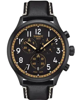 Tissot Men's Chrono XL Vintage Black Dial Quartz Watch with Leather Strap, Model T116.617.36.052.02