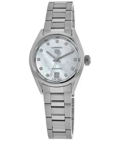 Authentic Tag Heuer Carrera Automatic Mother of Pearl Diamond Dial Steel Women's Watch Model WBN2412.BA0621 (arb13029)