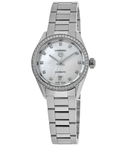 Tag Heuer Carrera WBN2414.BA0621 Women's Automatic Mother of Pearl Dial Diamond Bezel Steel Watch (arb13031)
