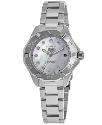 Tag Heuer Aquaracer Professional 200 Solargraph Diamond Dial Steel Women's Watch Model WBP1313.BA0005 (arb13044)