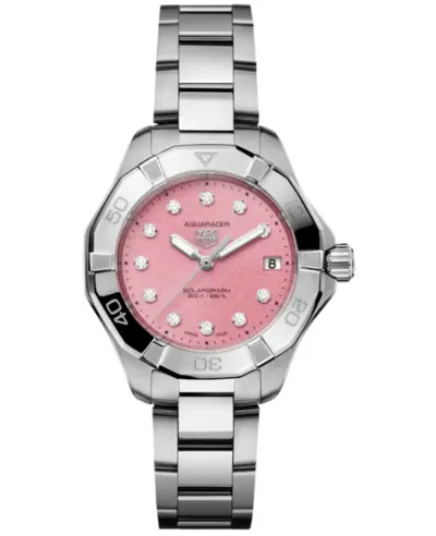 Tag Heuer WBP1318.BA0005 Aquaracer Professional 200 Pink Dial Stainless Steel Women's Watch (pink, arb23278)