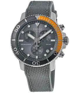 Authentic Tissot Seastar 1000 Chronograph Grey Dial Fabric Strap Men's Watch Model T120.417.17.081.01