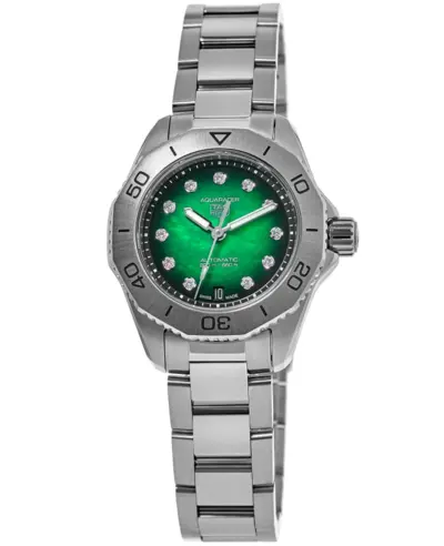 Brand New Authentic Tag Heuer Aquaracer Professional 200 WBP2415.BA0622 Smokey Green Diamond Dial Steel Women's Watch (green, arb13081)